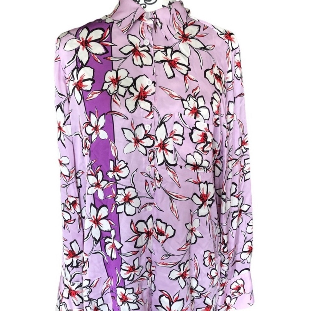 Marc Aurel Woman’s Purple Floral Button Down Blouse | Size 40